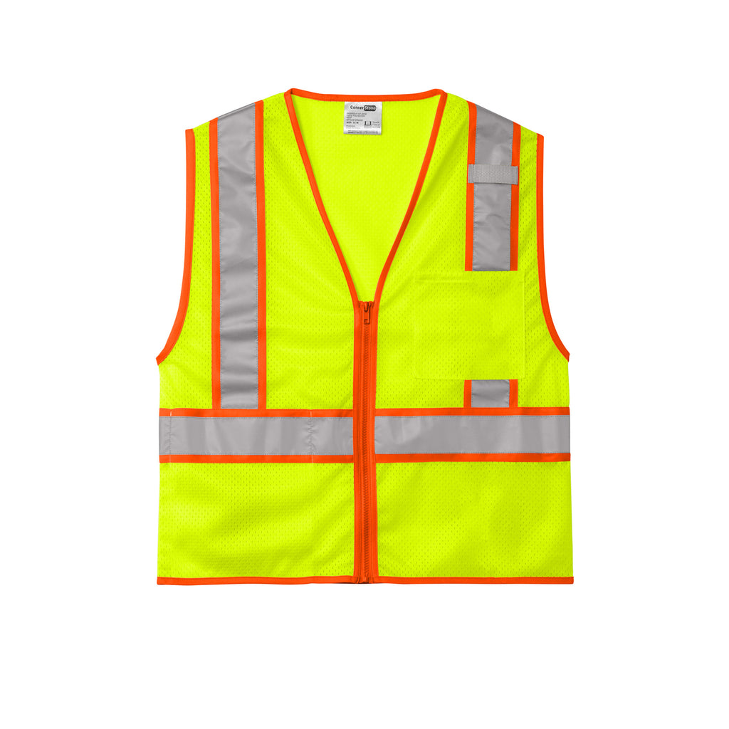 CornerStone CSV103 ANSI 107 Class 2 Two-Tone Zippered Mesh Safety Vest | Custom Logo Print
