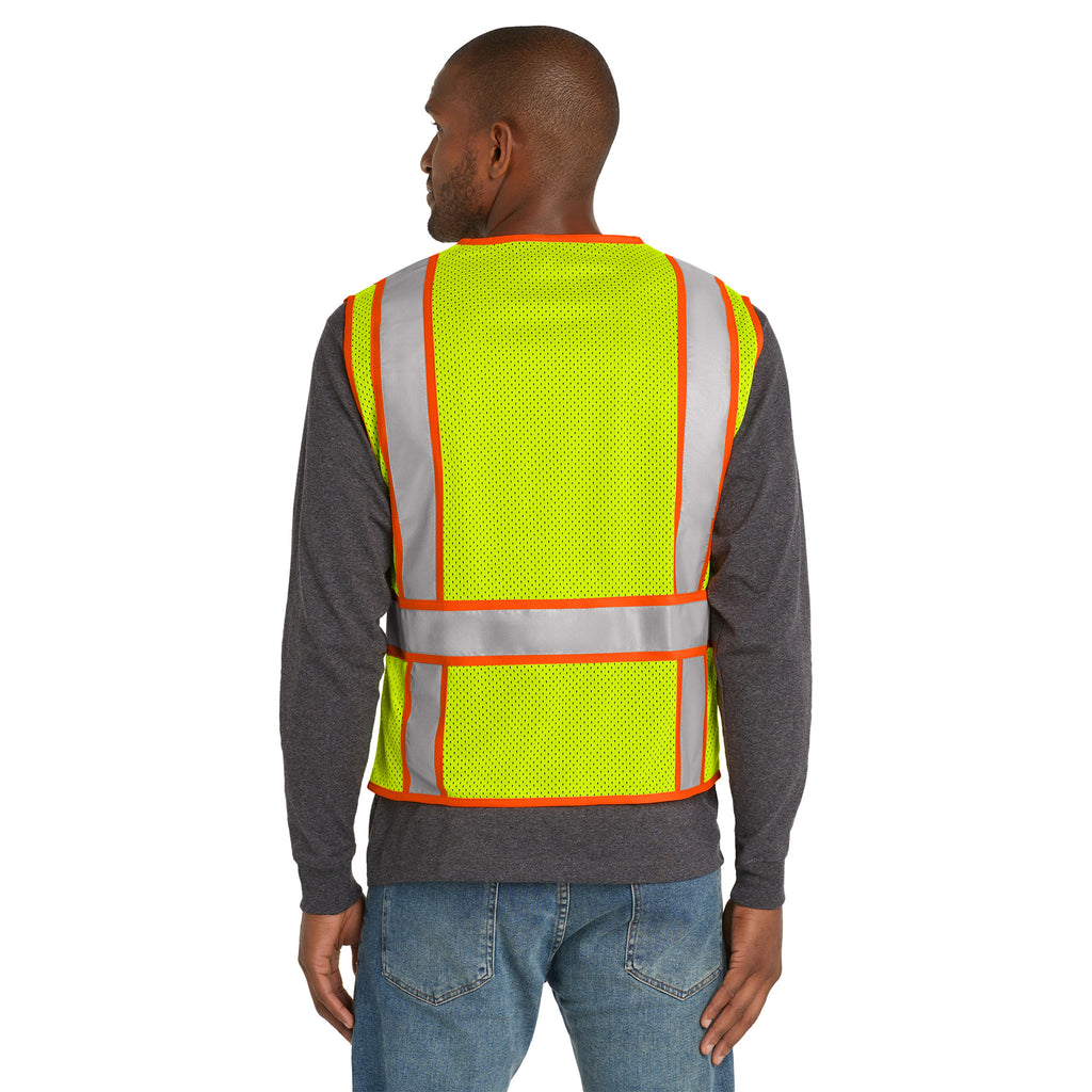 CornerStone CSV103 ANSI 107 Class 2 Two-Tone Zippered Mesh Safety Vest | Custom Logo Print