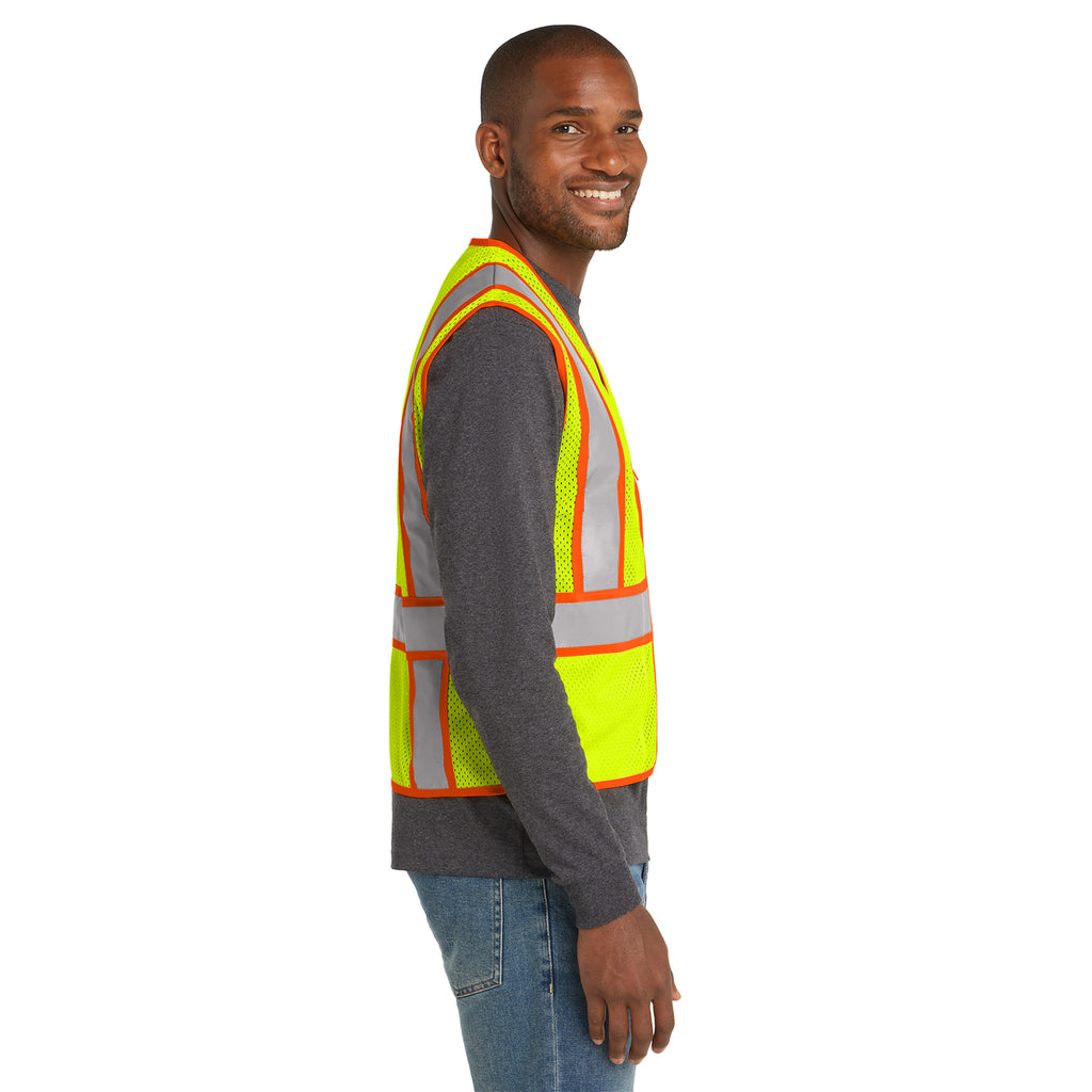 CornerStone CSV103 ANSI 107 Class 2 Two-Tone Zippered Mesh Safety Vest | Custom Logo Print