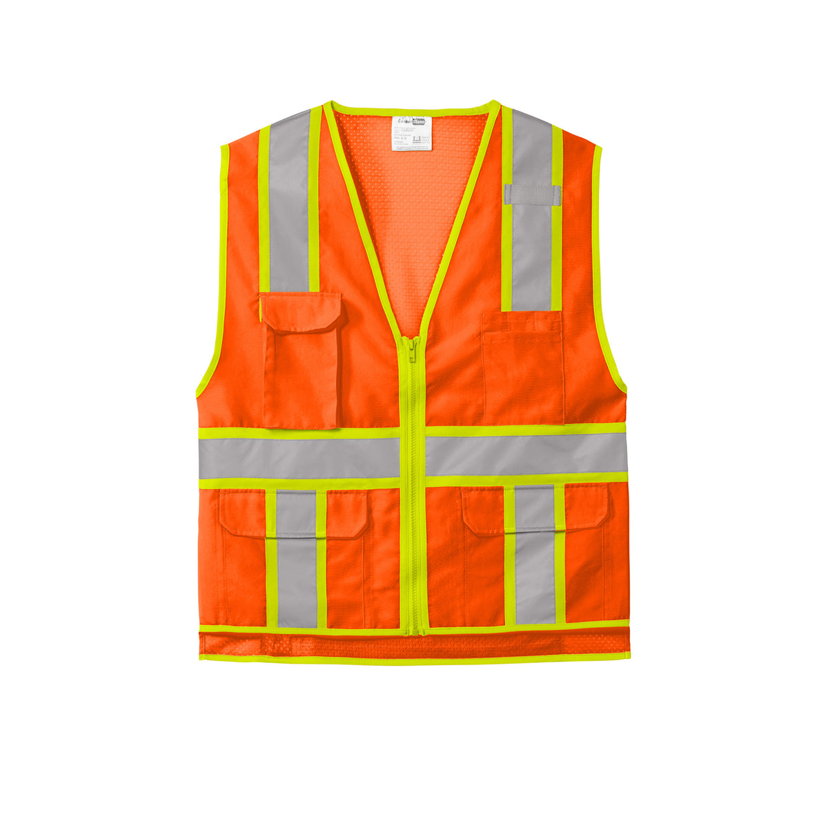 CornerStone CSV105 ANSI 107 Class 2 Surveyor Zippered Two-Tone Safety Vest | Custom Logo Print
