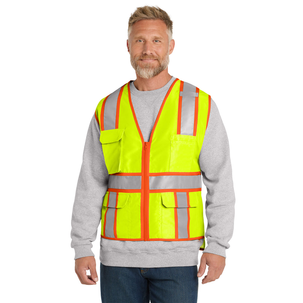 CornerStone CSV105 ANSI 107 Class 2 Surveyor Zippered Two-Tone Safety Vest | Custom Logo Print