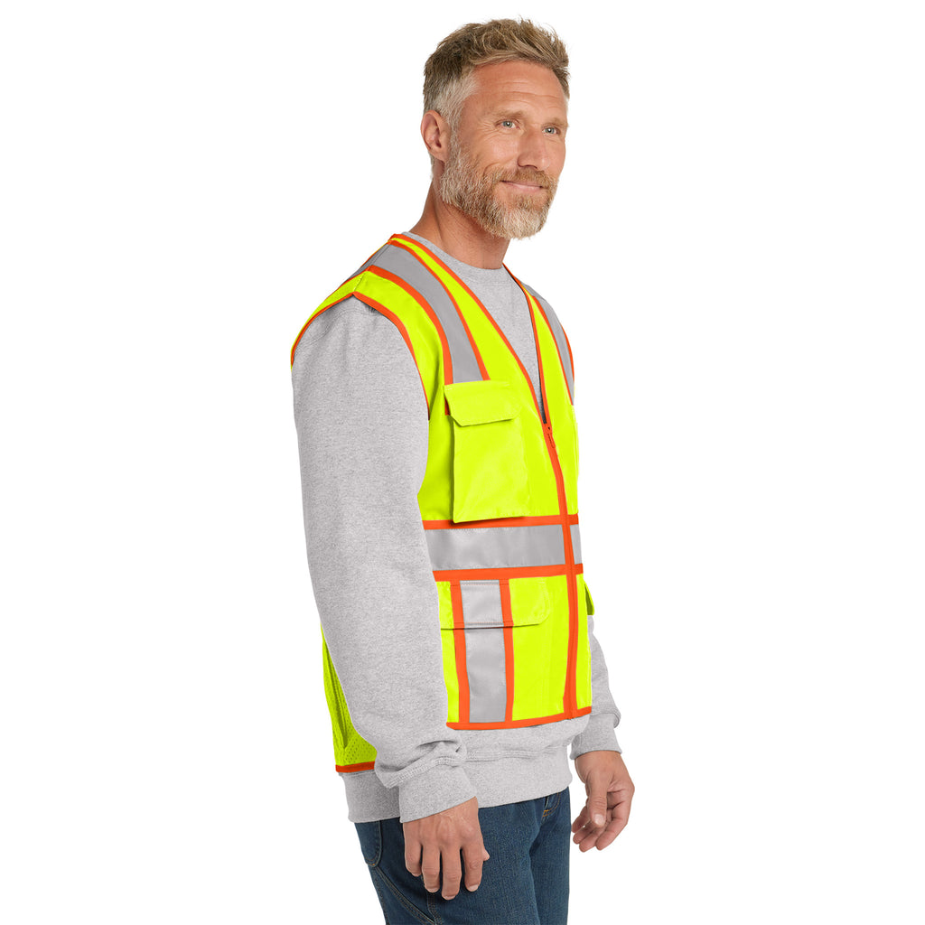 CornerStone CSV105 ANSI 107 Class 2 Surveyor Zippered Two-Tone Safety Vest | Custom Logo Print