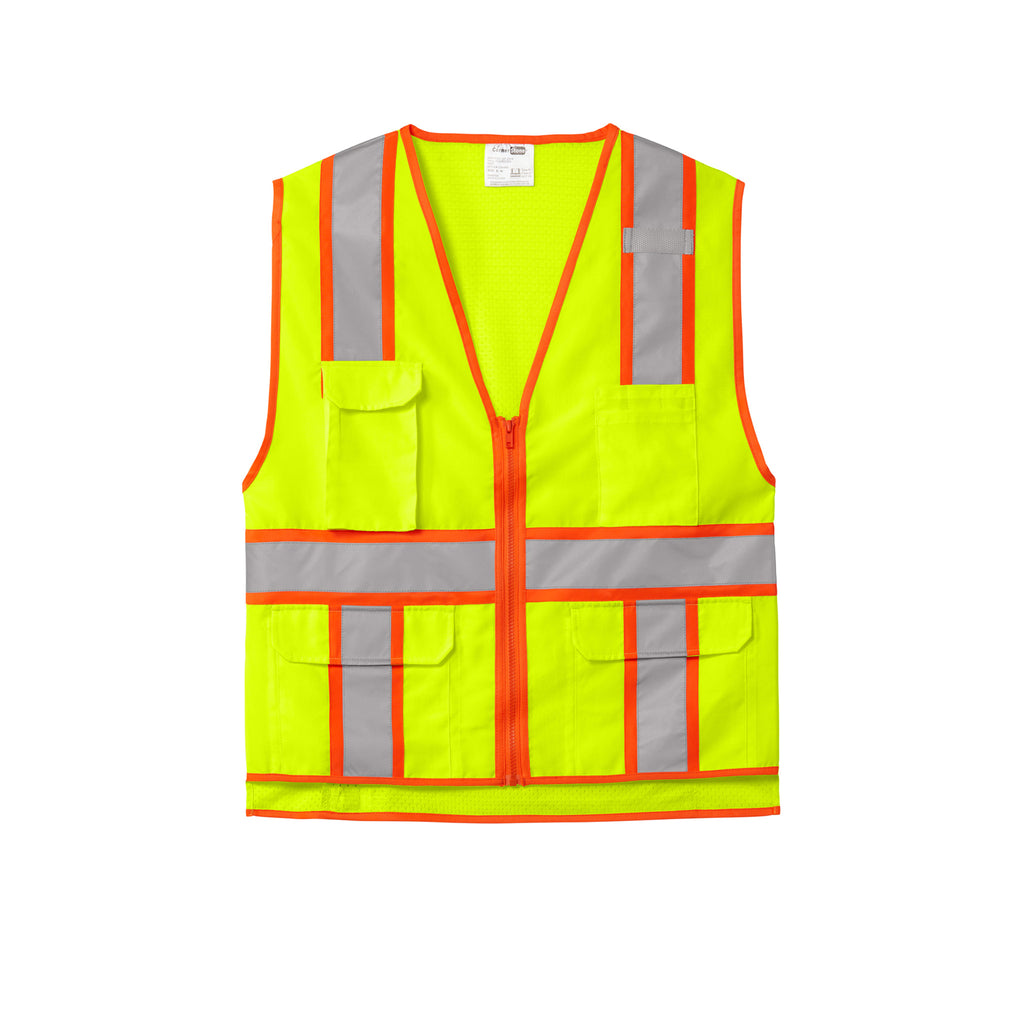 CornerStone CSV105 ANSI 107 Class 2 Surveyor Zippered Two-Tone Safety Vest | Custom Logo Print