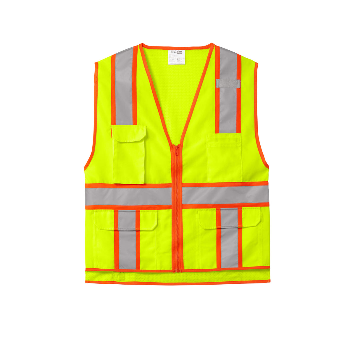 CornerStone CSV105 ANSI 107 Class 2 Surveyor Zippered Two-Tone Safety Vest | Custom Logo Print