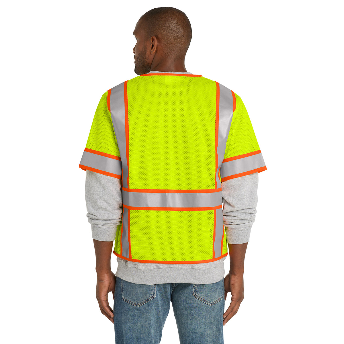 CornerStone CSV106 ANSI 107 Class 3 Surveyor Mesh Zippered Short Sleeve Vest | Custom Logo Print