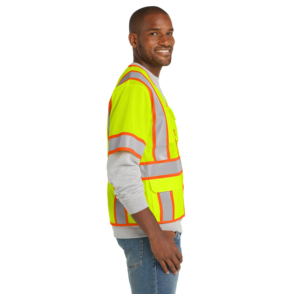 CornerStone CSV106 ANSI 107 Class 3 Surveyor Mesh Zippered Short Sleeve Vest | Custom Logo Print