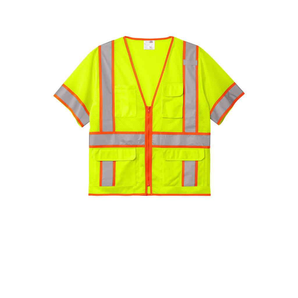 CornerStone CSV106 ANSI 107 Class 3 Surveyor Mesh Zippered Short Sleeve Vest | Custom Logo Print