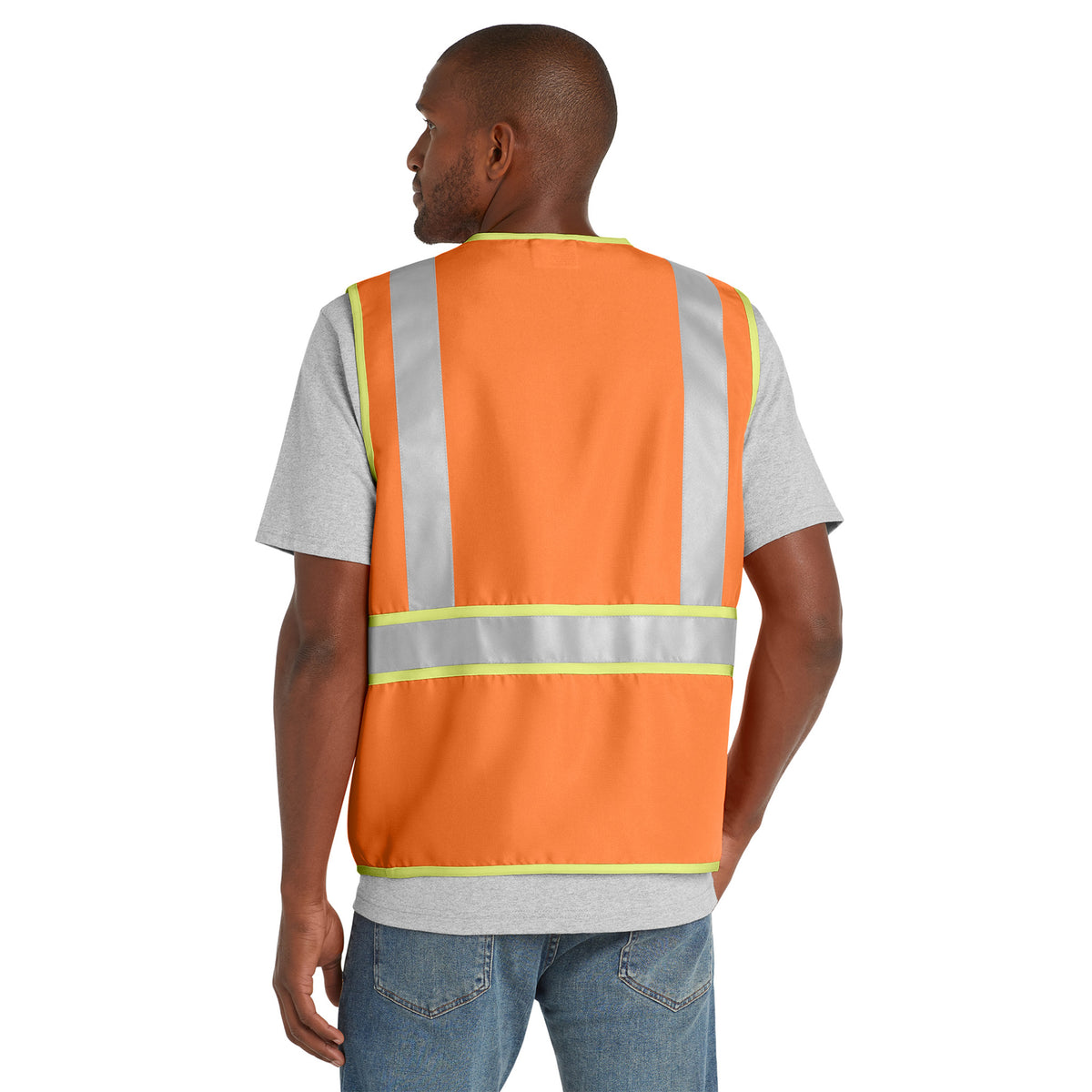 CornerStone CSV407 ANSI 107 Class 2 Dual-Color Zippered Safety Vest | Custom Logo Print