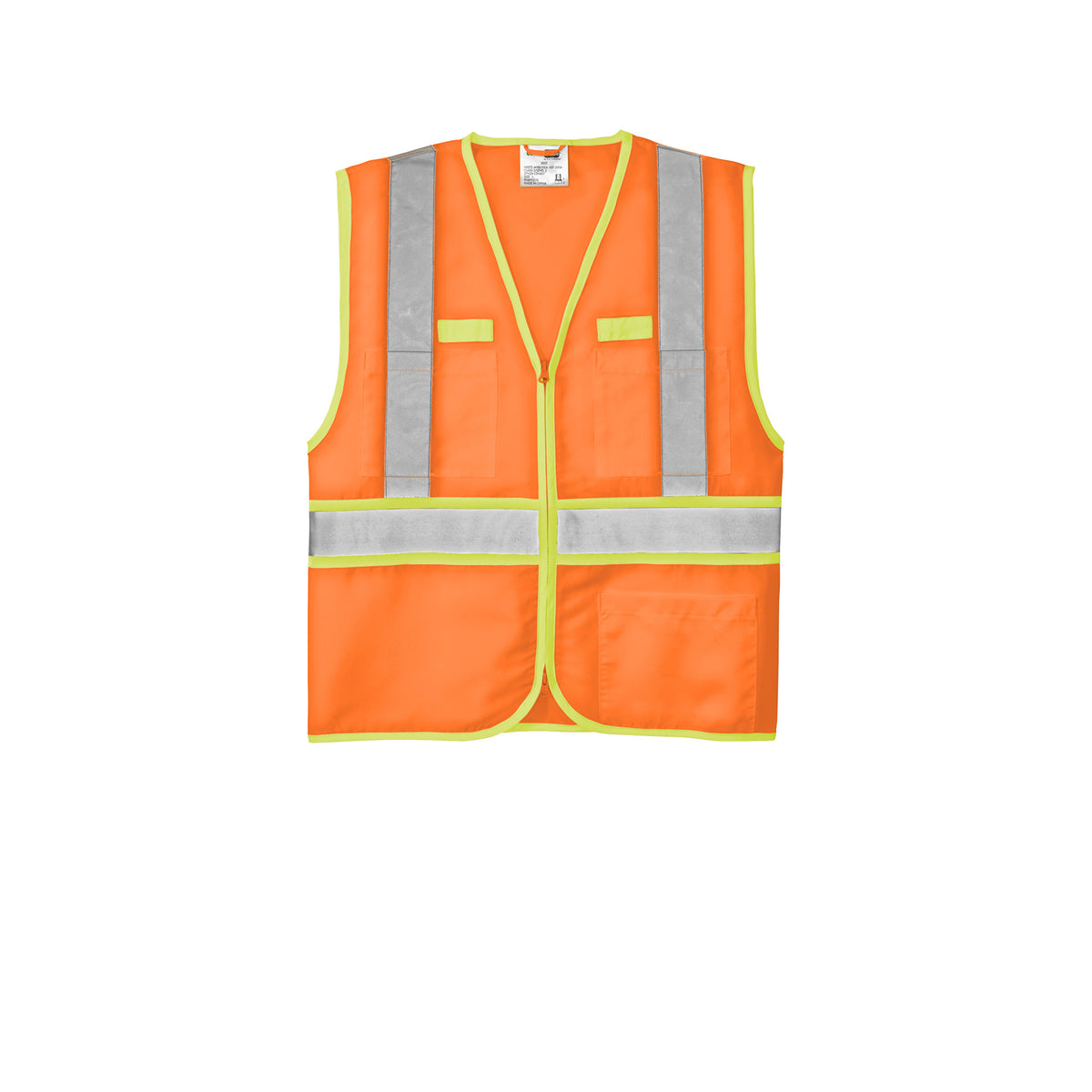 CornerStone CSV407 ANSI 107 Class 2 Dual-Color Zippered Safety Vest | Custom Logo Print