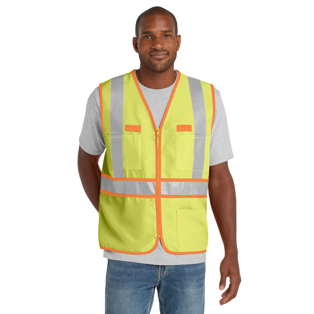 CornerStone CSV407 ANSI 107 Class 2 Dual-Color Zippered Safety Vest | Custom Logo Print