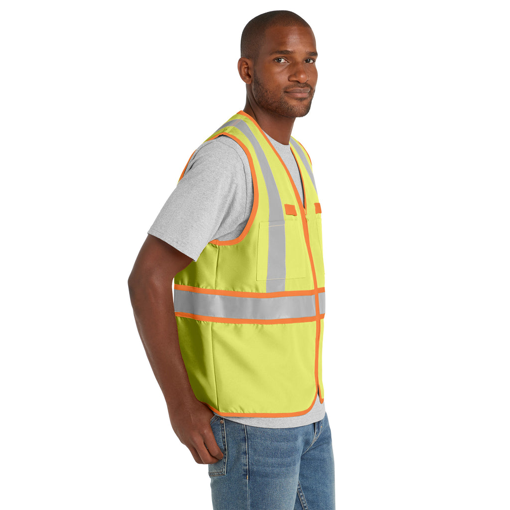 CornerStone CSV407 ANSI 107 Class 2 Dual-Color Zippered Safety Vest | Custom Logo Print