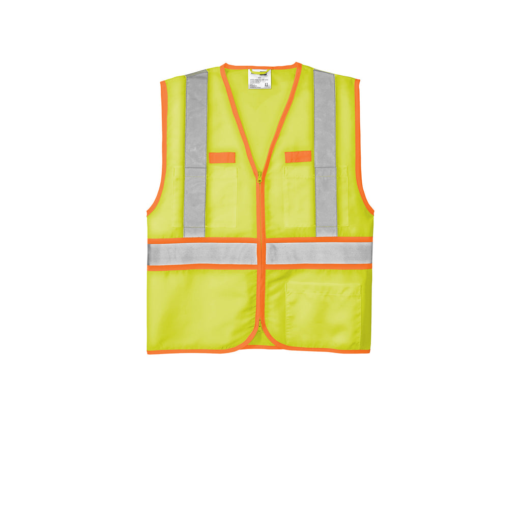CornerStone CSV407 ANSI 107 Class 2 Dual-Color Zippered Safety Vest | Custom Logo Print