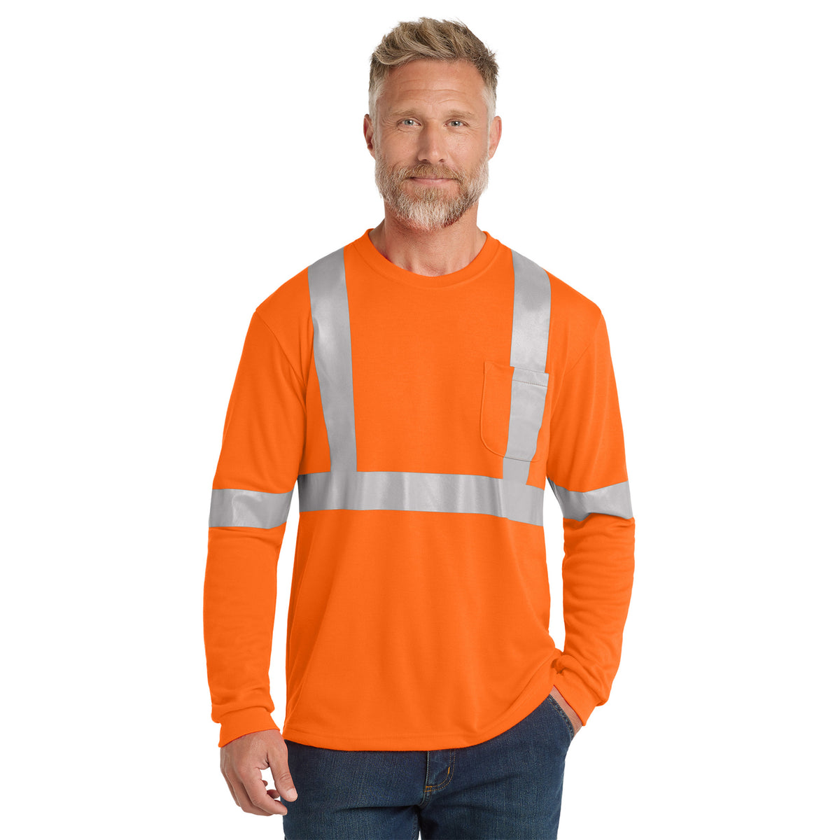 CornerStone CS401LS ANSI Class 2 Long Sleeve Safety T-Shirt | Custom Logo Print