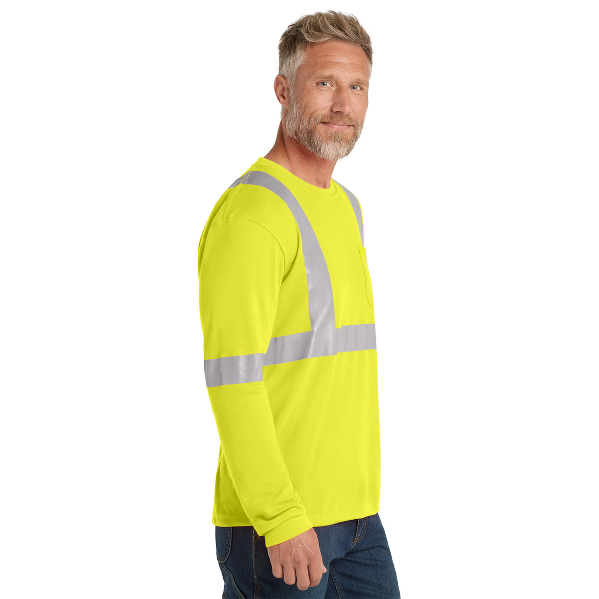 CornerStone CS401LS ANSI Class 2 Long Sleeve Safety T-Shirt | Custom Logo Print