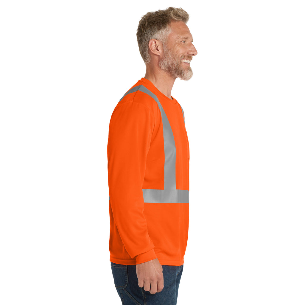 CornerStone CS201 ANSI 107 Class 2 Long Sleeve High-Visibility Mesh T-Shirt | Custom DTF Print