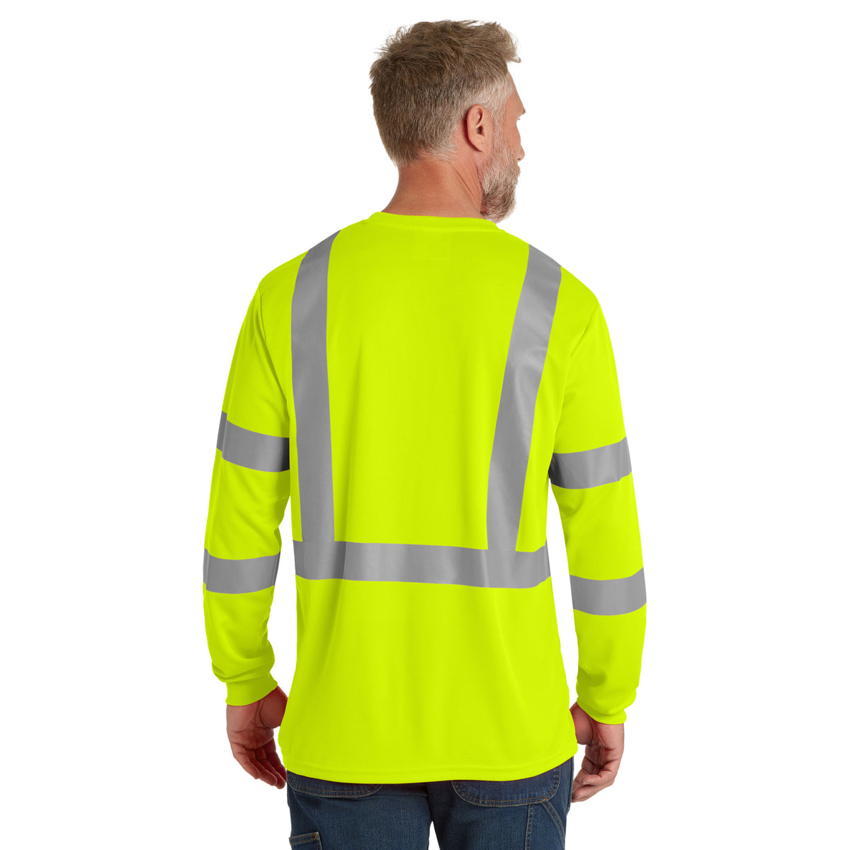 CornerStone CS203 ANSI 107 Class 3 Long Sleeve High-Visibility Mesh T-Shirt | Custom DTF Print
