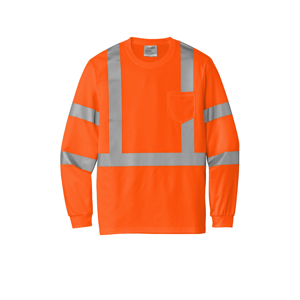 CornerStone CS203 ANSI 107 Class 3 Long Sleeve High-Visibility Mesh T-Shirt | Custom DTF Print