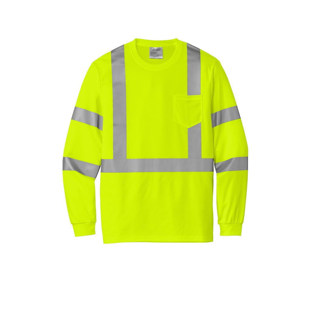 CornerStone CS203 ANSI 107 Class 3 Long Sleeve High-Visibility Mesh T-Shirt | Custom DTF Print
