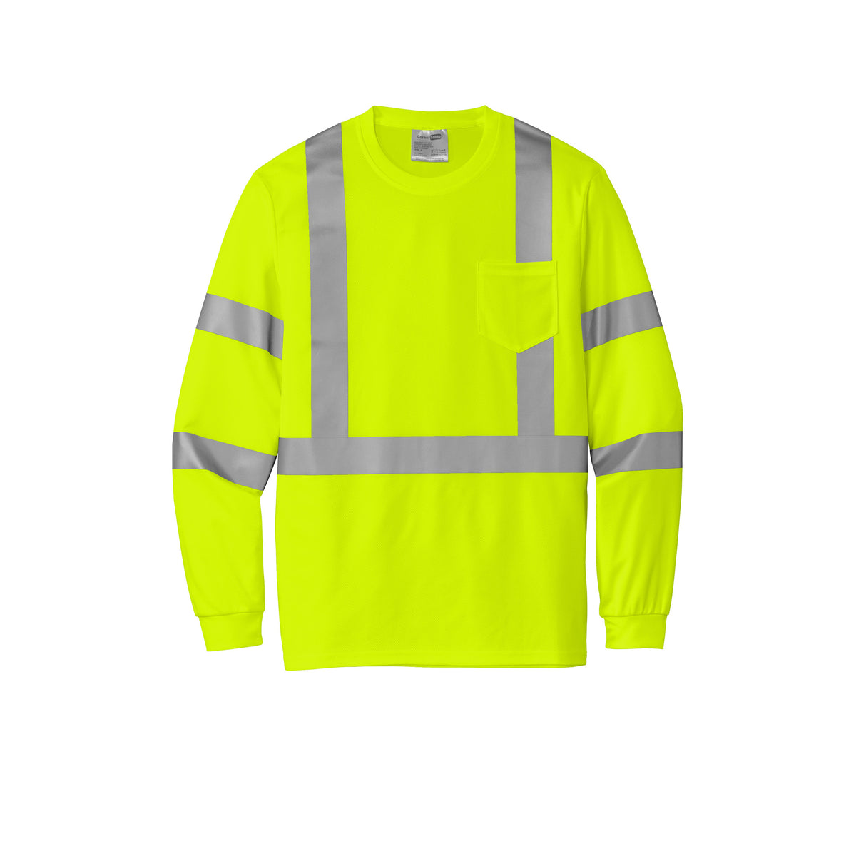 CornerStone CS203 ANSI 107 Class 3 Long Sleeve High-Visibility Mesh T-Shirt | Custom DTF Print