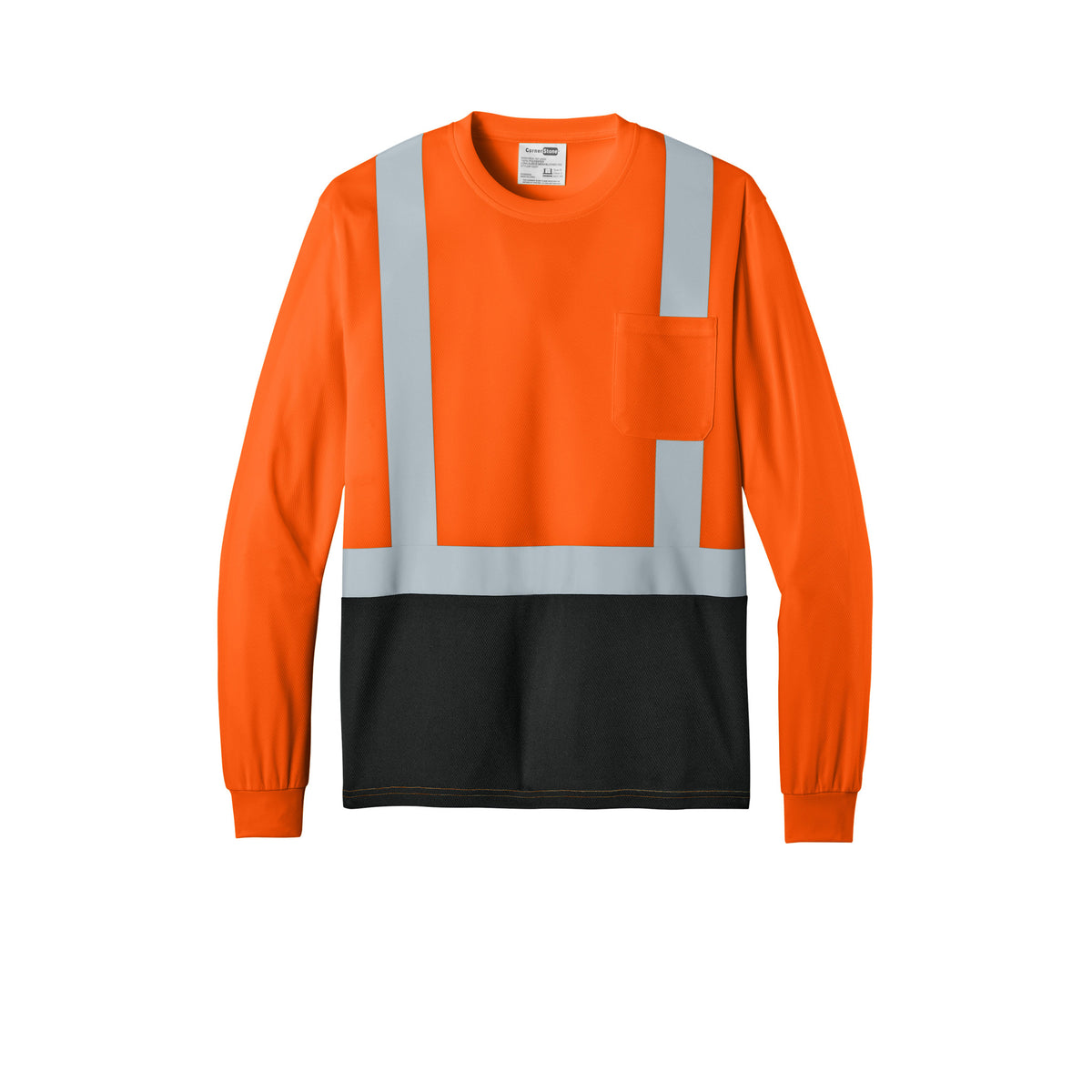 CornerStone CS207 ANSI 107 Class 2 Long Sleeve Mesh Blocked Safety T-Shirt | Custom DTF Print