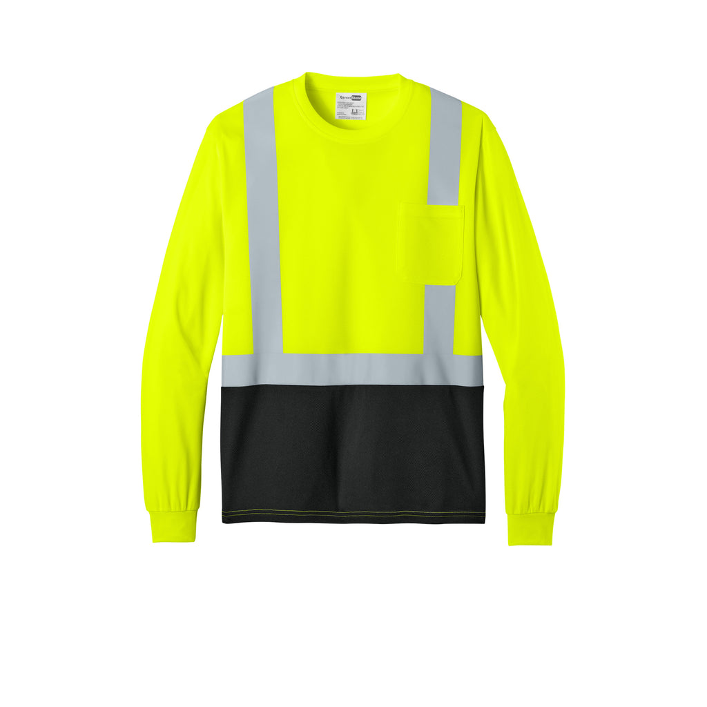CornerStone CS207 ANSI 107 Class 2 Long Sleeve Mesh Blocked Safety T-Shirt | Custom DTF Print