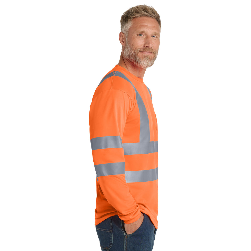 CornerStone CS409 ANSI 107 Class 3 Long Sleeve Reflective Safety T-Shirt | Custom DTF Print