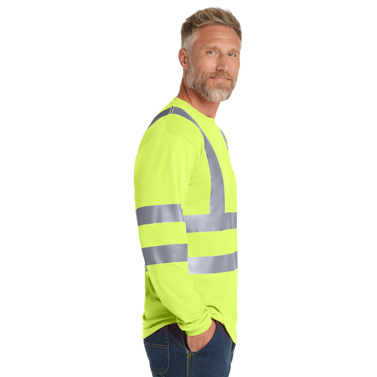 CornerStone CS409 ANSI 107 Class 3 Long Sleeve Reflective Safety T-Shirt | Custom DTF Print