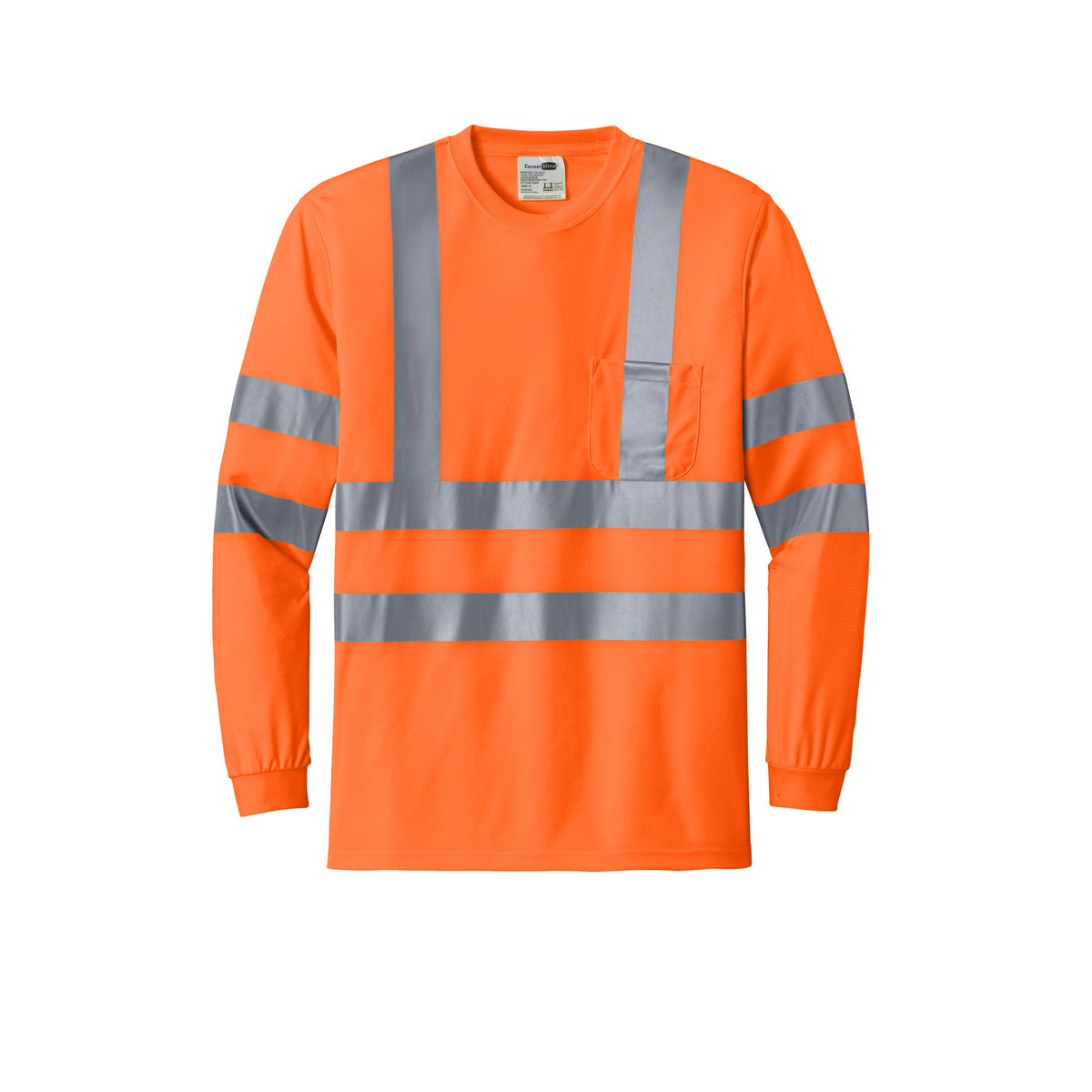 CornerStone CS409 ANSI 107 Class 3 Long Sleeve Reflective Safety T-Shirt | Custom DTF Print