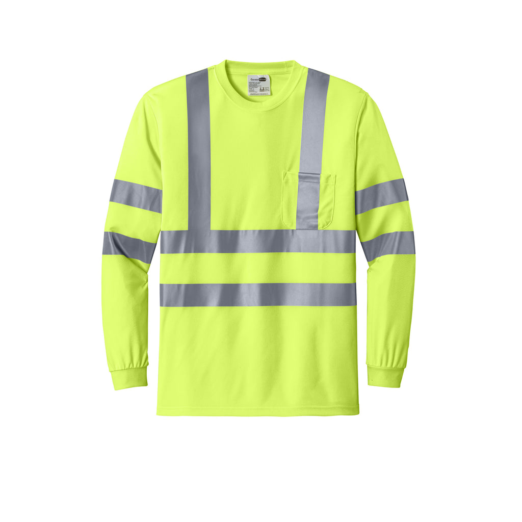CornerStone CS409 ANSI 107 Class 3 Long Sleeve Reflective Safety T-Shirt | Custom DTF Print