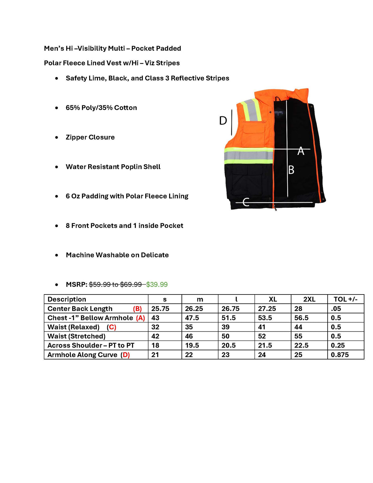 Puffer Hi-Viz Mesh Vest Orange
