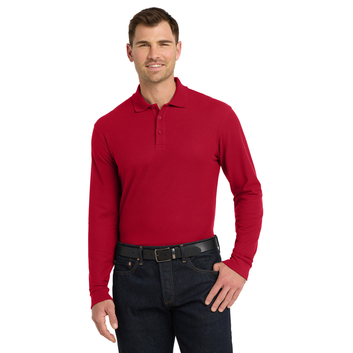 Port Authority K100LS Core Classic Long Sleeve Pique Polo | Custom Logo Print