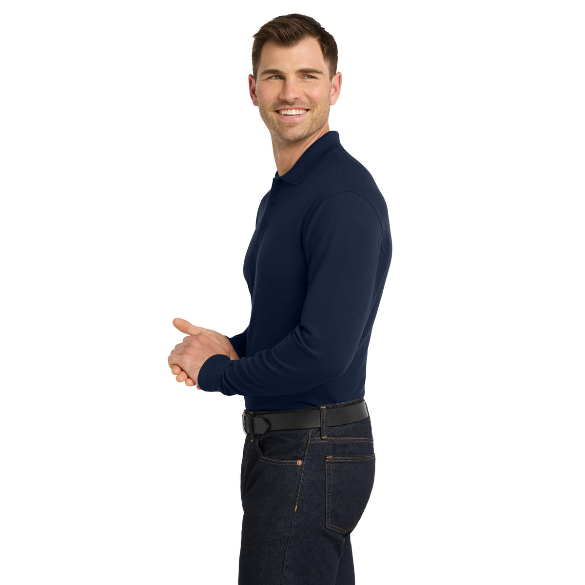 Port Authority K100LS Core Classic Long Sleeve Pique Polo | Custom Logo Print